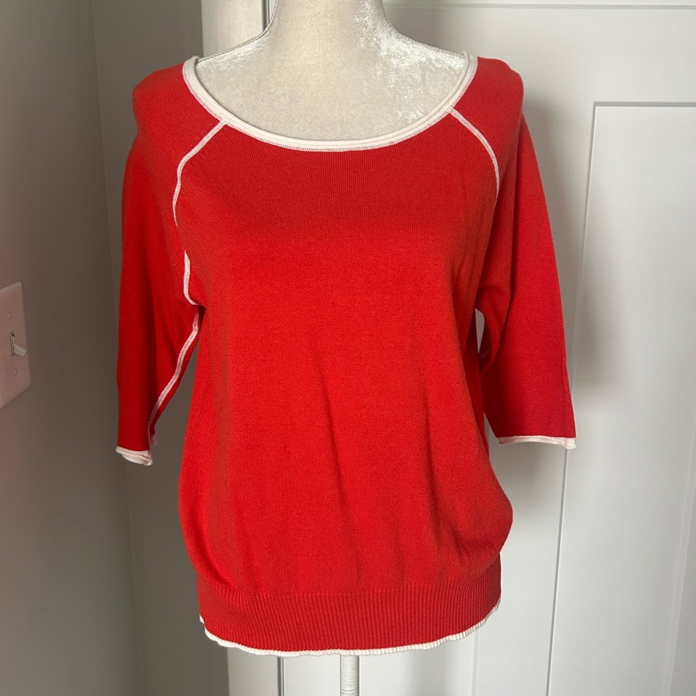 Press Orange and White Sweater